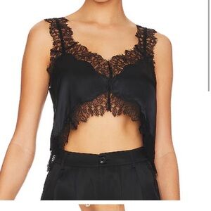 Cami NYC Black Lace Trim Crop Top